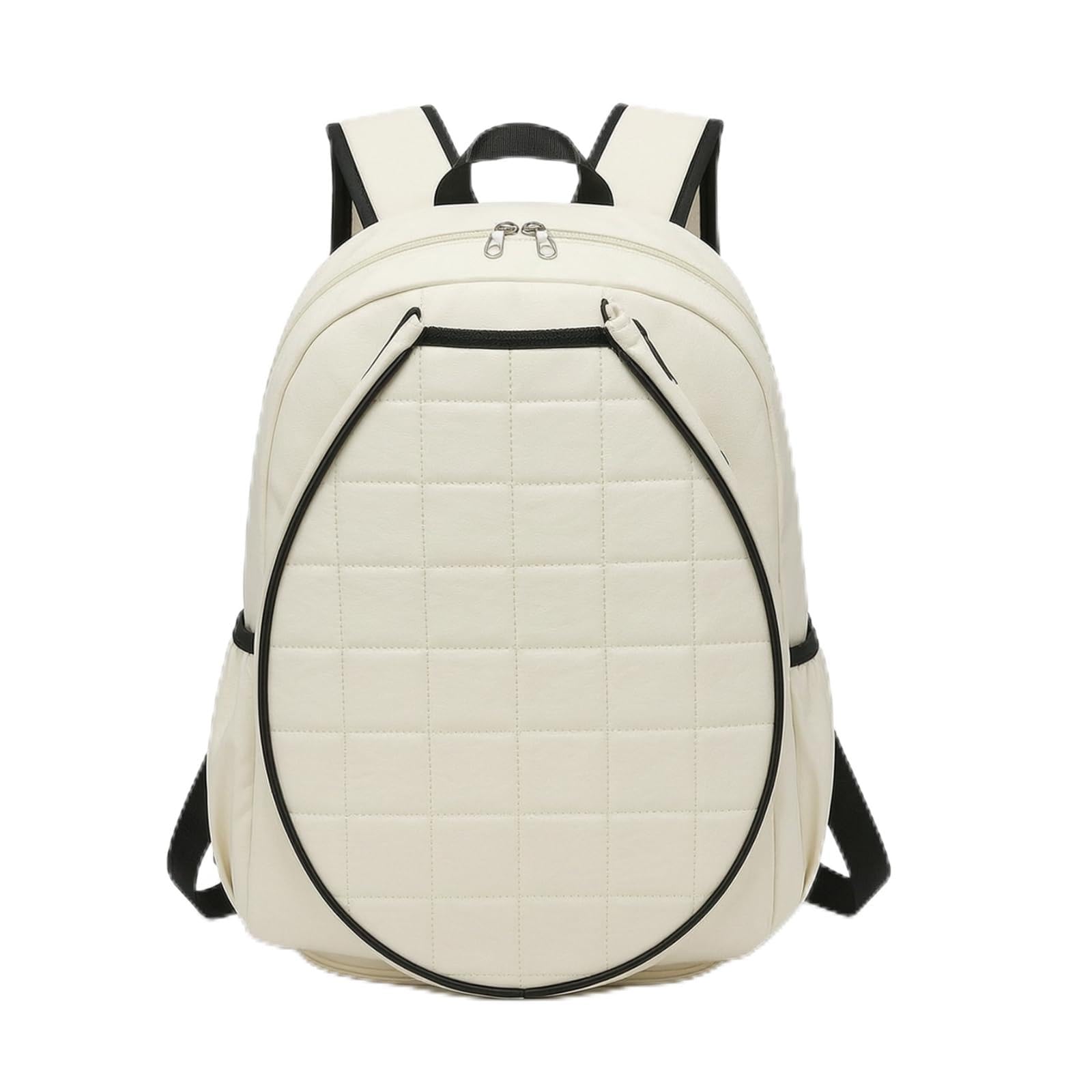 Zaino da Tennis Zaino Sportivo Borsa Racchetta Zaino con Scomparti Borsa Palestra Materiale Nylon con Manico Superiore Laterali Adatto per Allenamento, Array, Bianco Sporco, Grande | Capiente, Zaino da Tennis con Porta Scarpe, per Allenamento