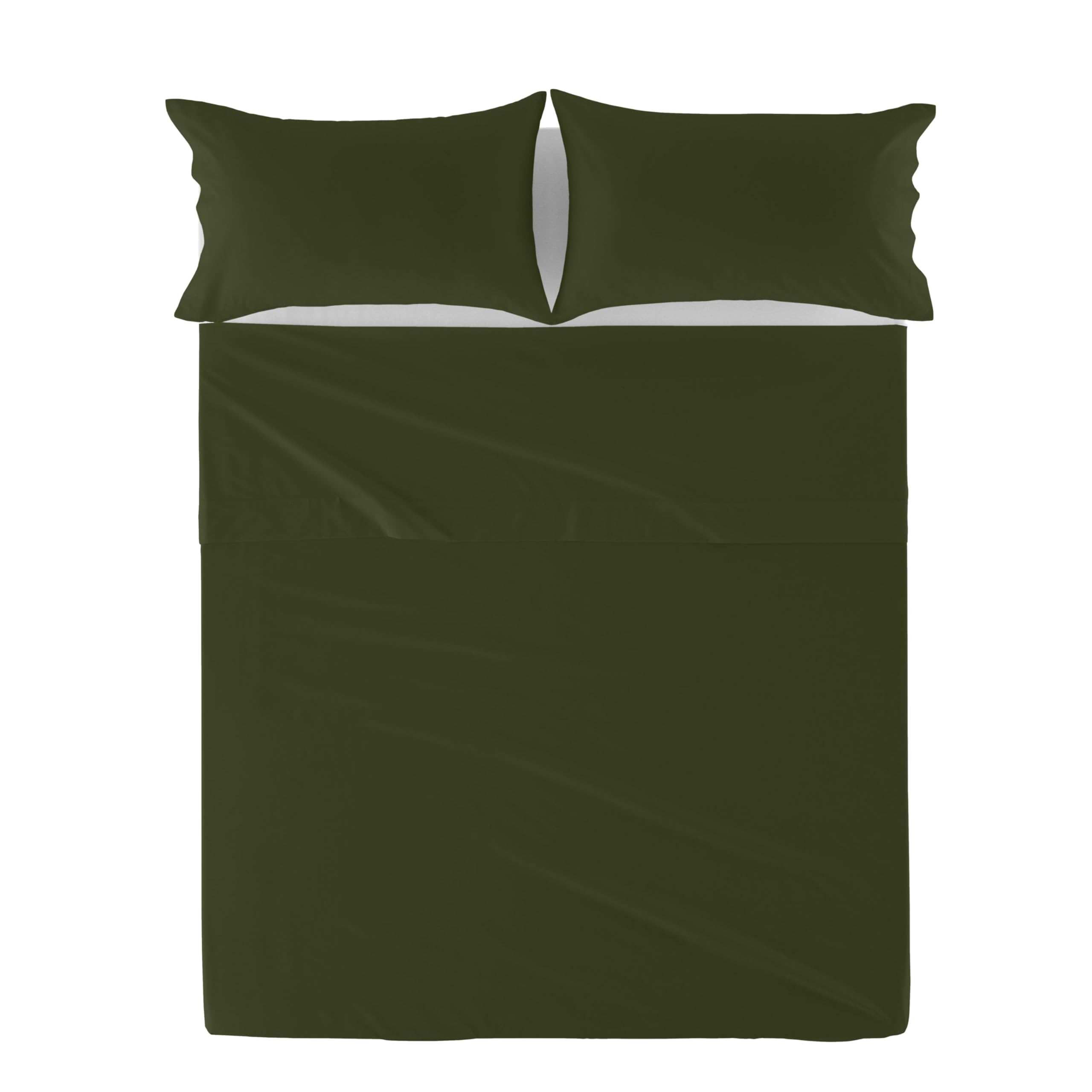 Basic Sábana Verde Oliva Incluye 1 Unidad Verde Oliva, 260x270 cm (Cama 180/200), 100% Algodón, Calidad de 150