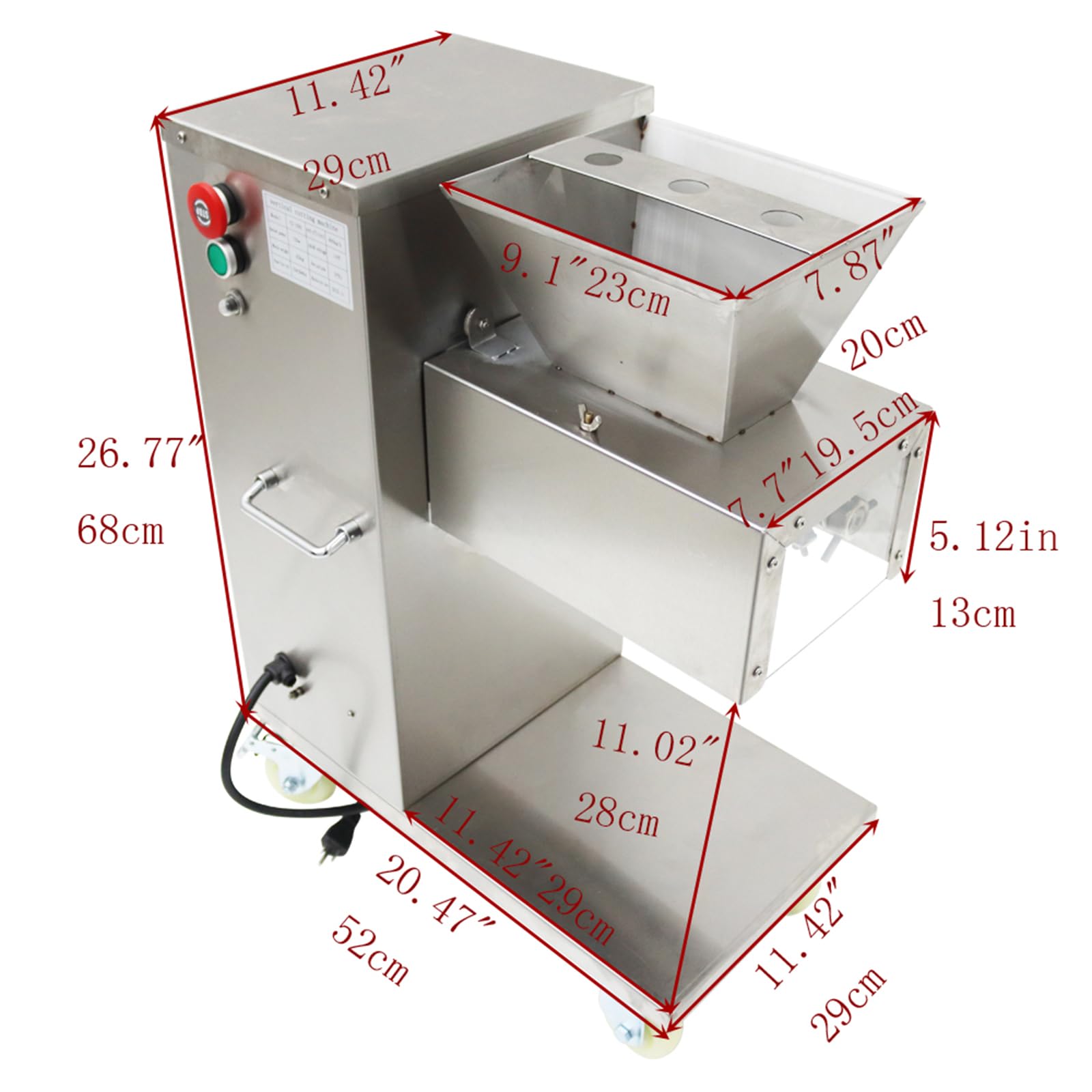 INTSUPERMAI Commercial Meat Cutting Machine Meat Slicer 3.5mm Blade Meat Cutter Slicer Grinder Electric Steak Pork Meat Cutter Slicer Electric Shredded Slicer 110V 400KG/H