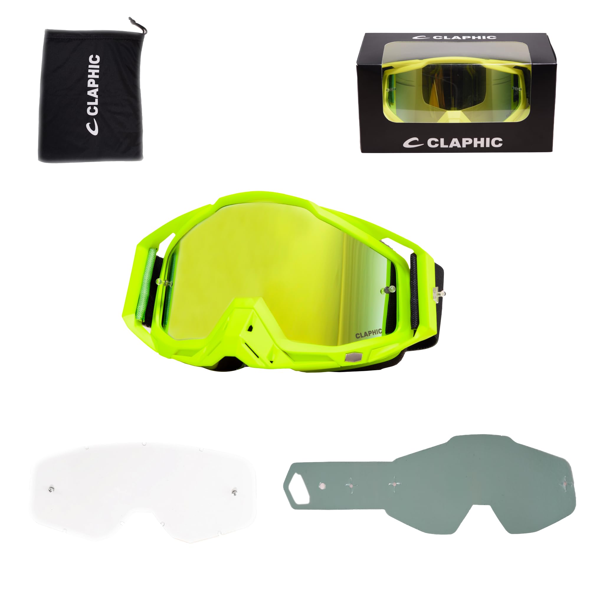 CLAPHIC Neon Fang Motocross Goggles – Anti-Fog, Dual Lens, UV400 Protection, Wide Vision Off-Road Motocross Goggles for Dirt Bike, MX, ATV, MTB, Enduro, Racing (Fluorescent Green/Yellow)-image-23