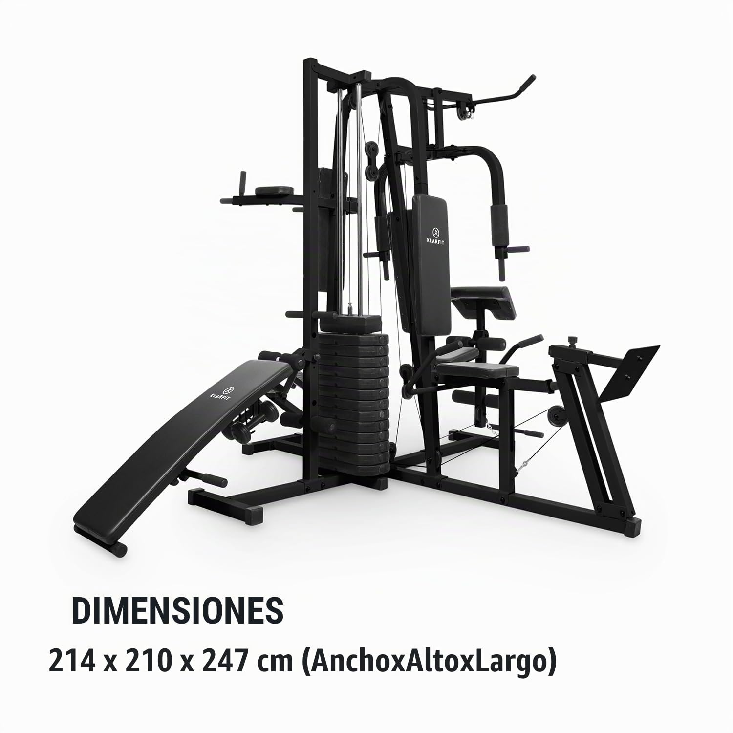 Klarfit Ultimate Gym - Máquina multifunción musculación, Multiestación musculacion, Máquina de musculación, Hombros, Espalda, Brazos, isquiotibiales y glúteos, Acolchada, 5000