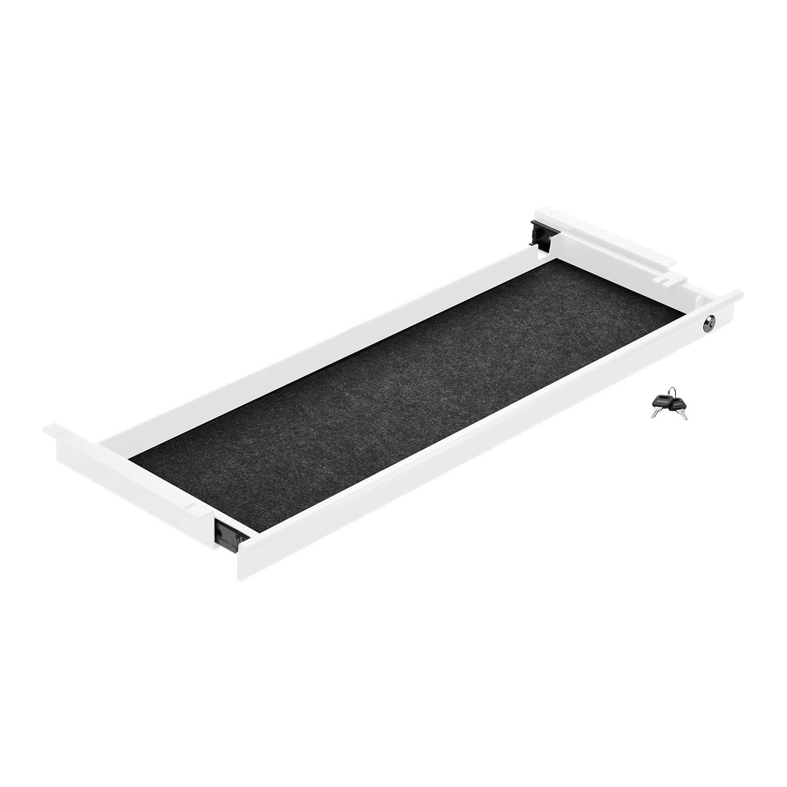 CAVO Tiroir à documents en acier 850 mm blanc verrouillable avec passage de câble Tiroir pour documents de bureau