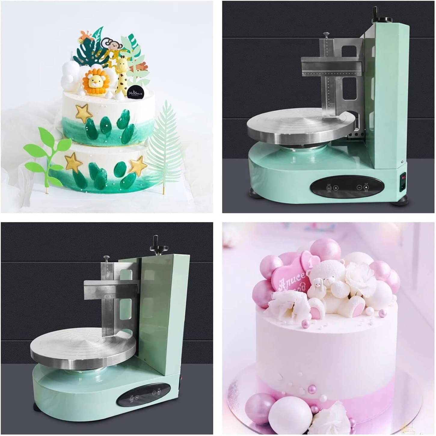 Máquina automática de glaseado de Pastel, Máquina automática de glaseado de Pastel, Ajustable Cake Smoother pulidor, 4-12 Inch FineGood Crema Borde Suavizado Herramientas,Green