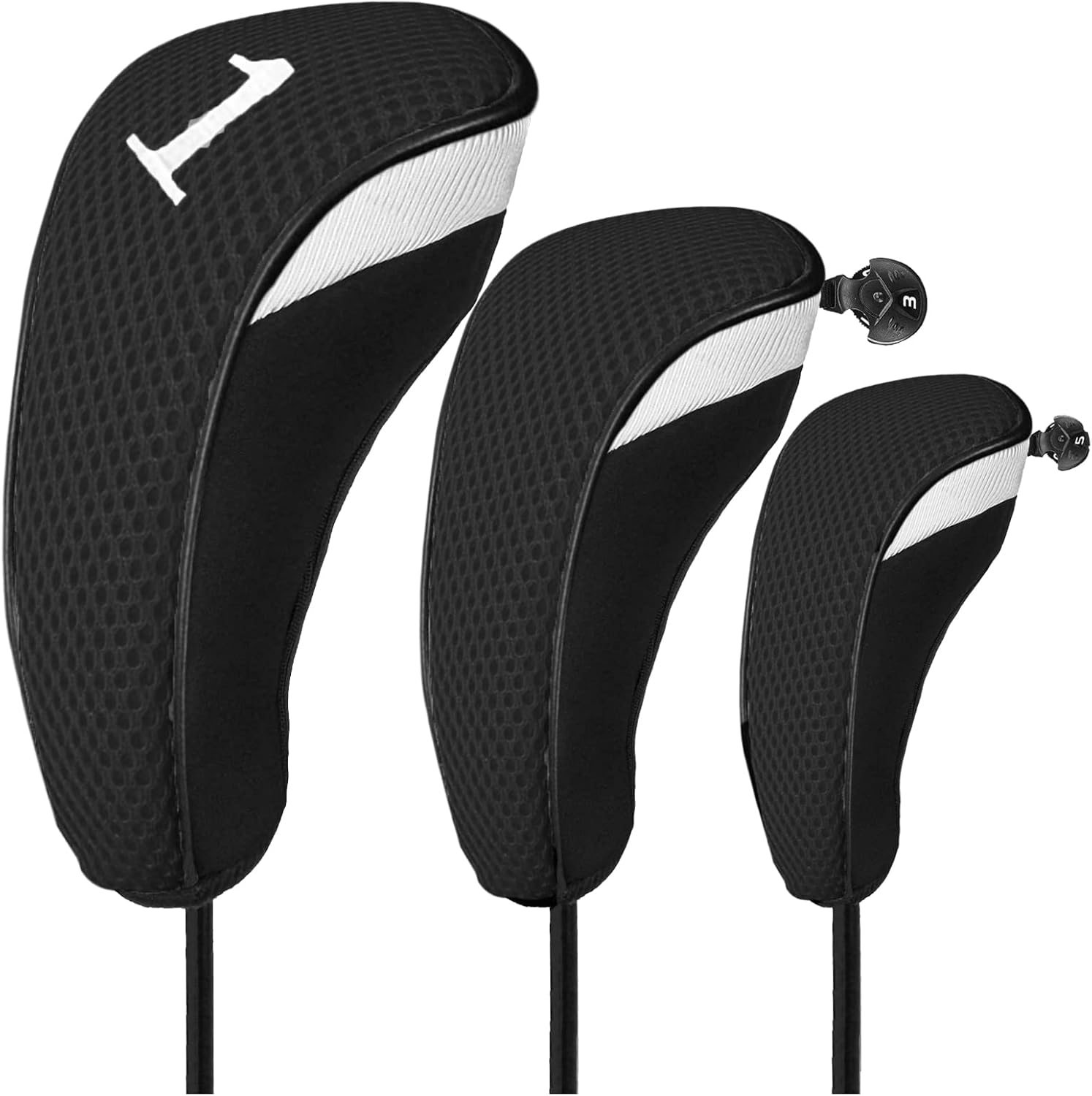 Golf Club Head Covers Woods Driver Fairway Hybrid 3 Pack Set