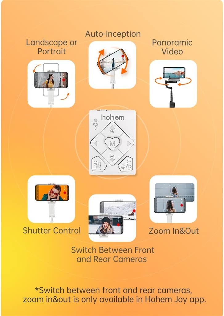 JSEIAJB Handheld Gimbal Stabilizer Phone Selfie Stick Extension Rod Adjustable Tripod with Remote Control for Smartphone