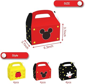 OULUN 12Pcs Cartoon Mouse Gift Box,3 Styles of Cute Mouse Theme Party Favor Candy Boxes,for Kids Cartoons Theme Birthday Party Gift Giving Favors Decorations Supplies