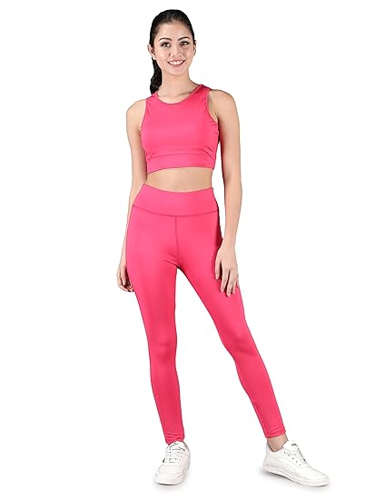 Women Solid Active WearTracksuit | Gym Wear Padded Top And Bottom Set | Dry Fit Women Active Wear Combo Set