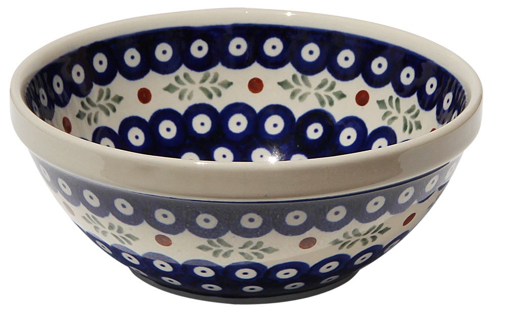 Polish Pottery Bowl 7 Inch From Zaklady Ceramiczne Boleslawiec #849-242 Traditional Pattern, Height: 3