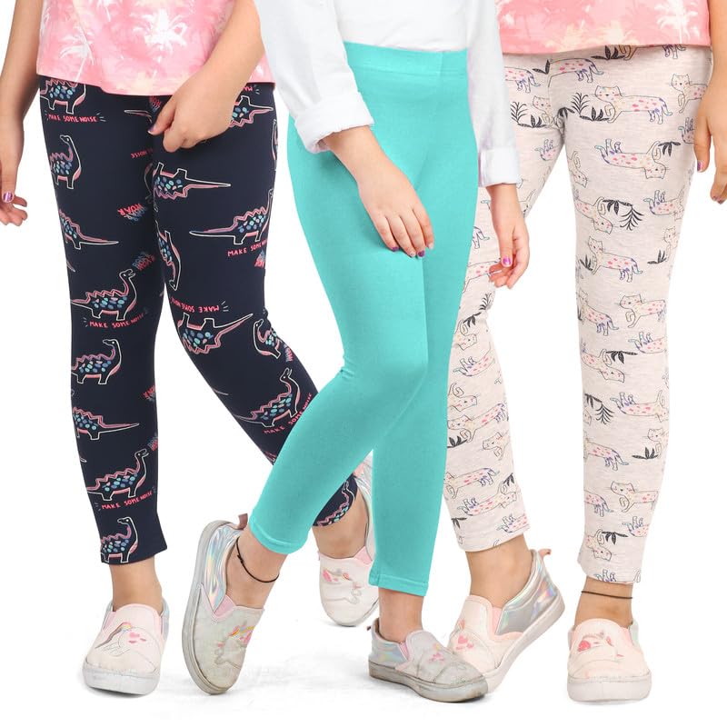 Image of ARIEL Girls Cotton Printed Regular Fit Non-Transparent Ankle Length Leggings