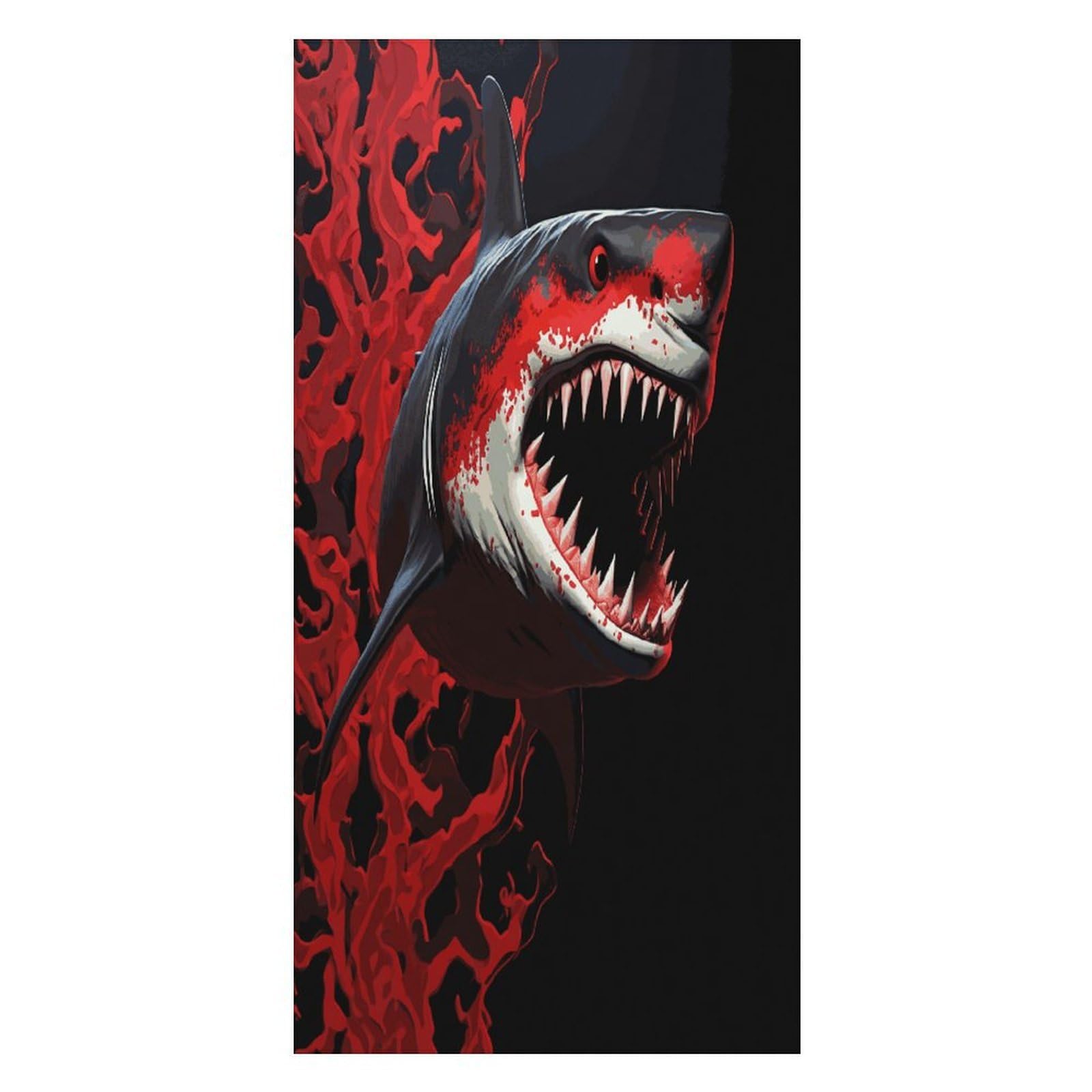 FekiLoot Red-Black Shark Beach Towel Oversized Bath Towel Ultra Soft Pool Towel Cozy Swim Towel Silky Lounge Towel Quick Dry Travel Towel Gentle Absorbent Towel for Adults Women Men