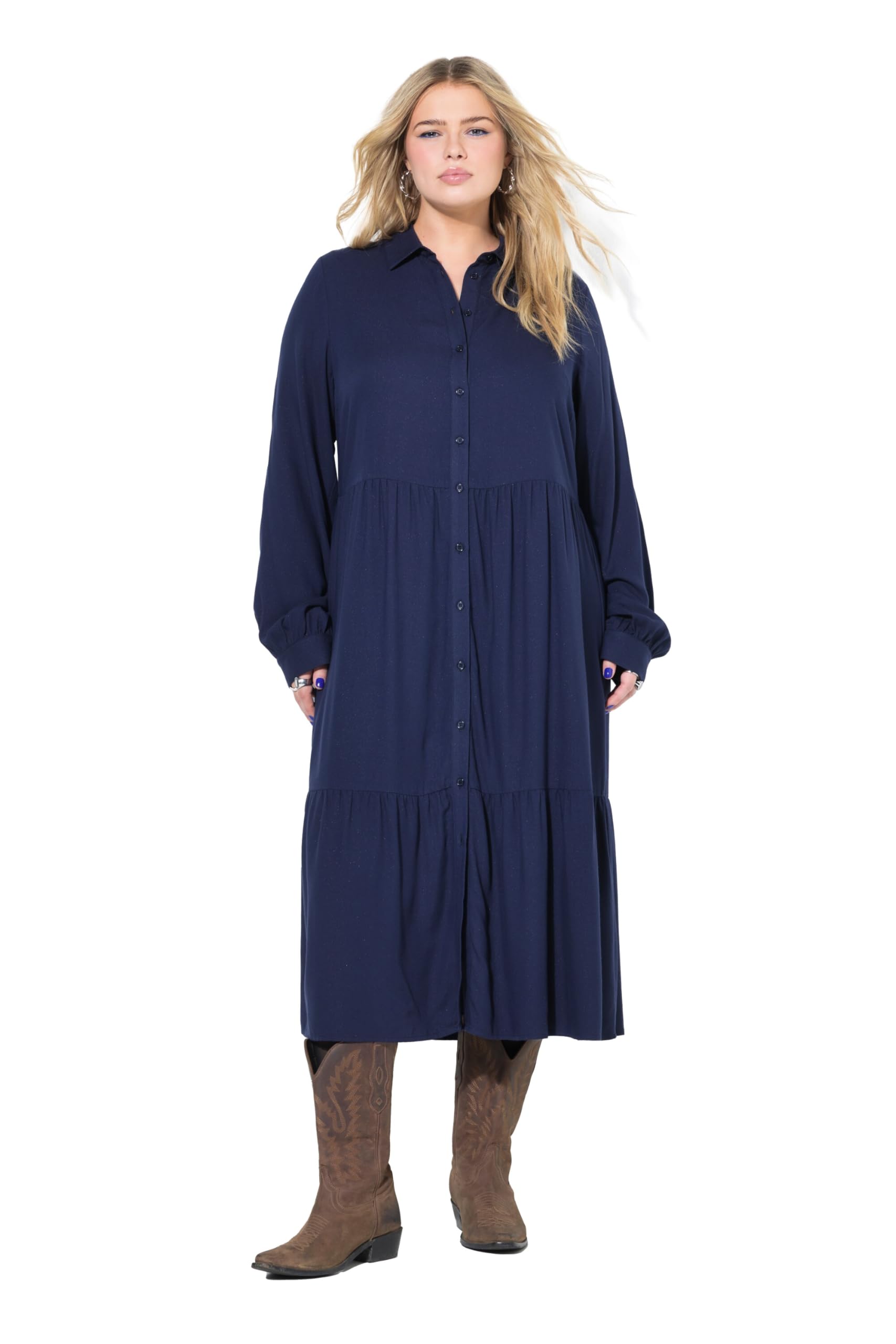 Studio Untold Damen große Größen Übergrößen Plus Size Kleid, A-Line, Midilänge, Volant, Glitzer 844771