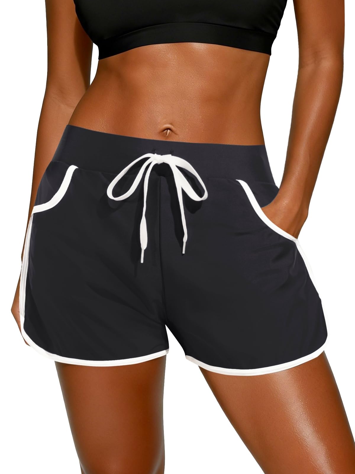 tempt me Women Swim Shorts with Pockets - Beach Boardshorts Drawstring Swim Trunks Bathing Suit Bottoms 2025-picture-47