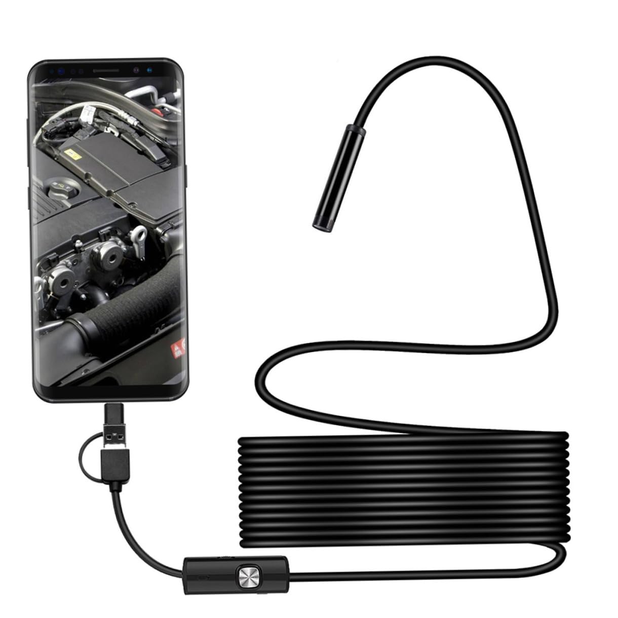 Gatuida Inspection Camera Compatible with Android Phones Probe for Easy Diagnosis of Broken Parts USB and Type-c Interfaces for Versatile Use