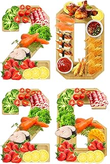 Wooden Charcuterie Number Fillable Board Box, Fruit Cheese Platter Vegetable Food Dish, Reuseable Serving Tray for Home Decor, Birthday Party Decorations (2026)