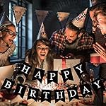 Hooqict Black Happy Birthday Banner Sign for Backdrop Black Birthday Decorations for Men Women Party Supplies Wall Door Banner Garland Bunting Flag - Image 5