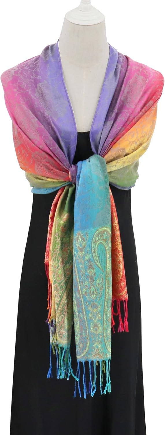 Rave Pashmina Scarf, Fashion Colorful Shawls and Wraps Soft Festival Scarves - Image 2