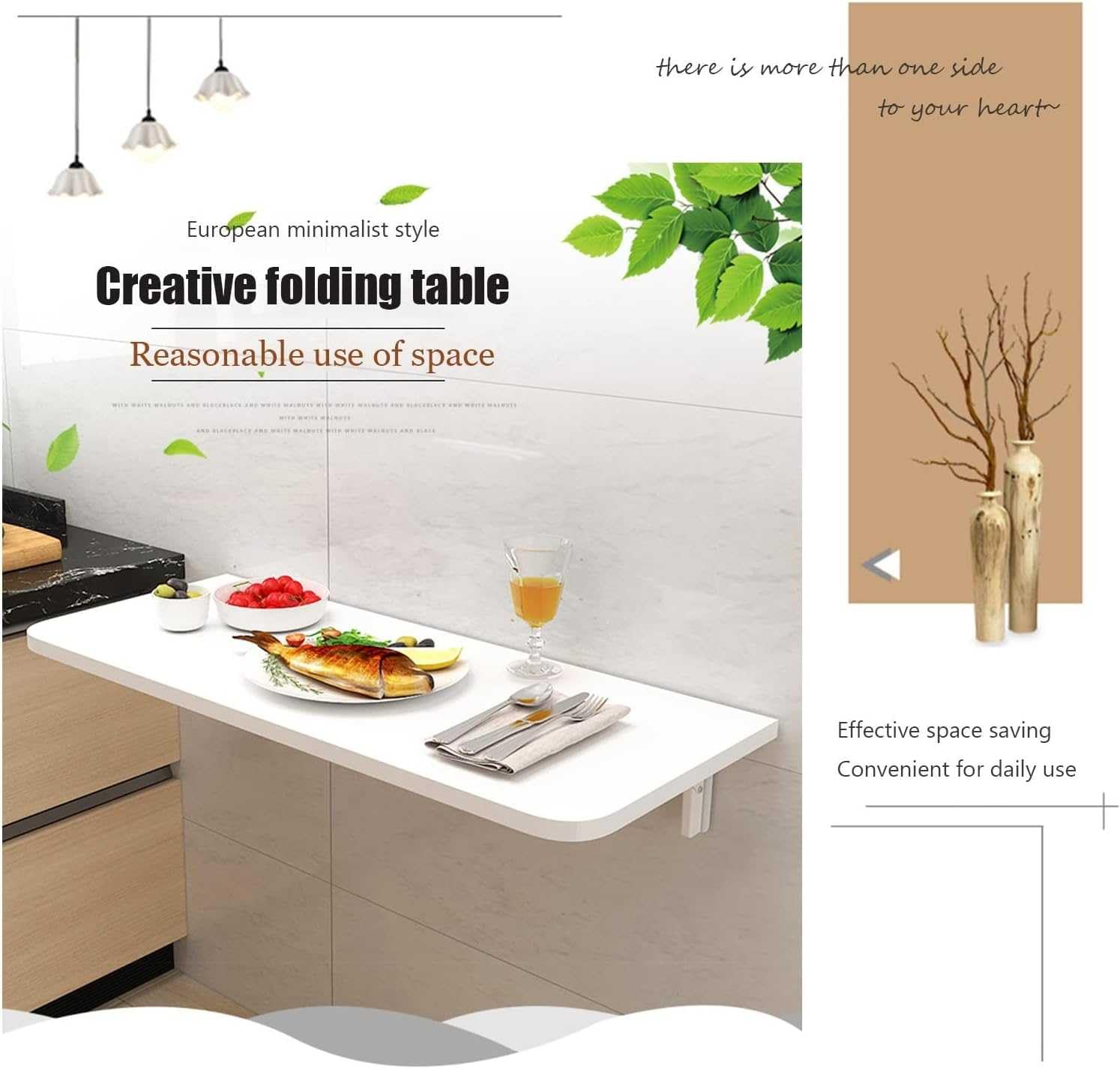 Tavolo pieghevole da parete – Scrivania per laptop con accento dorato per piccoli spazi camera da letto ufficio balcone – Design salvaspazio per un uso versatile