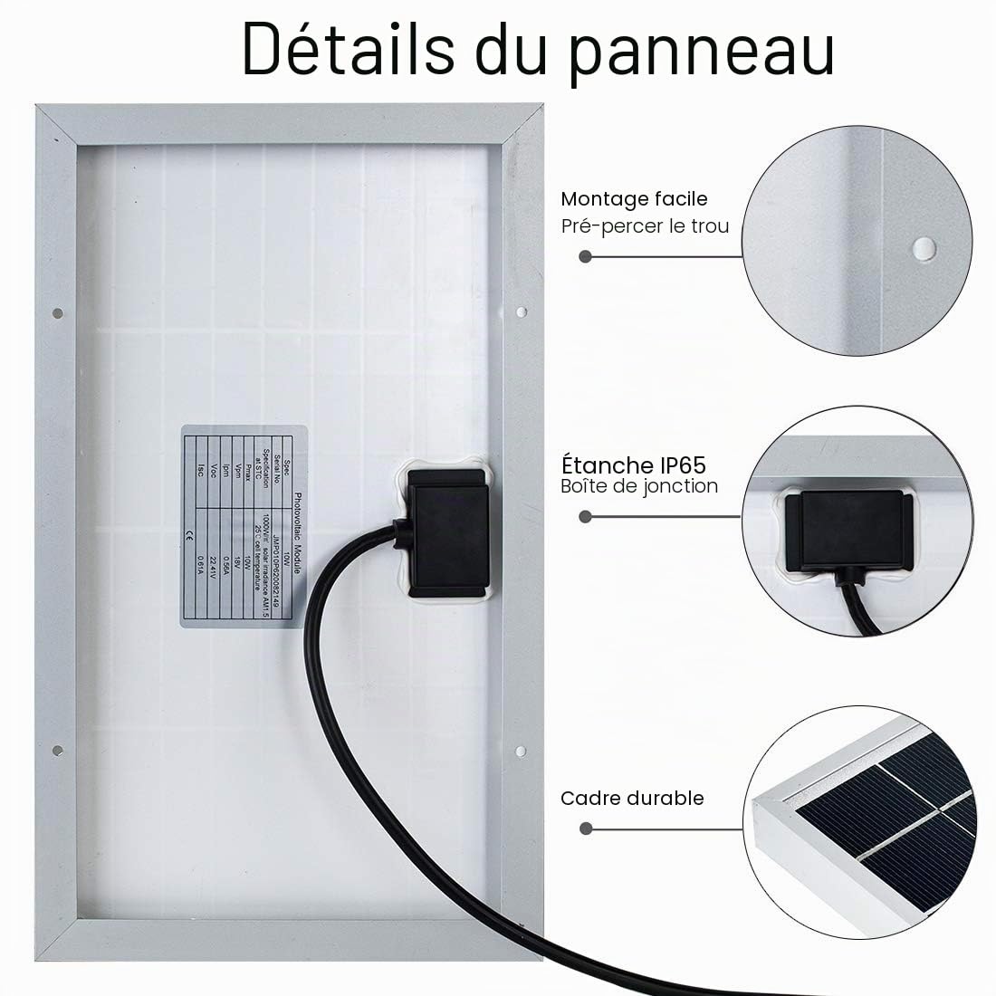 ECO-WORTHY Kit 10W 25W 12V avec Contrôleur 10A pour Porte Automatique, Pompe à l'eau, Appareil DC (10W Kit)