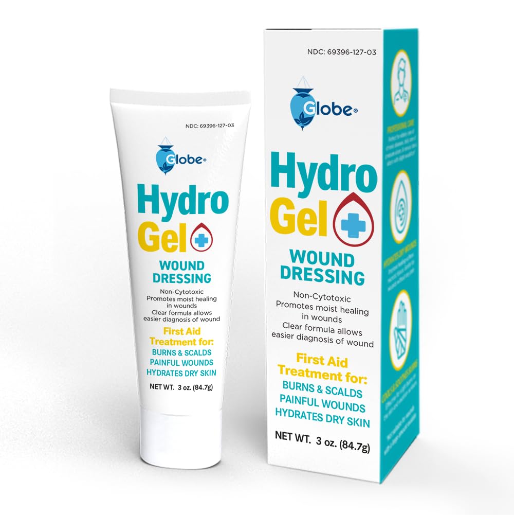 Globe Hydrogel First Aid Wound Dressing, (3 oz Tube) Soothing Antiseptic Gel for Minor Cuts, Wounds, Scrapes, Rashes, Sunburns, and Other Skin Irritations (3 oz)
