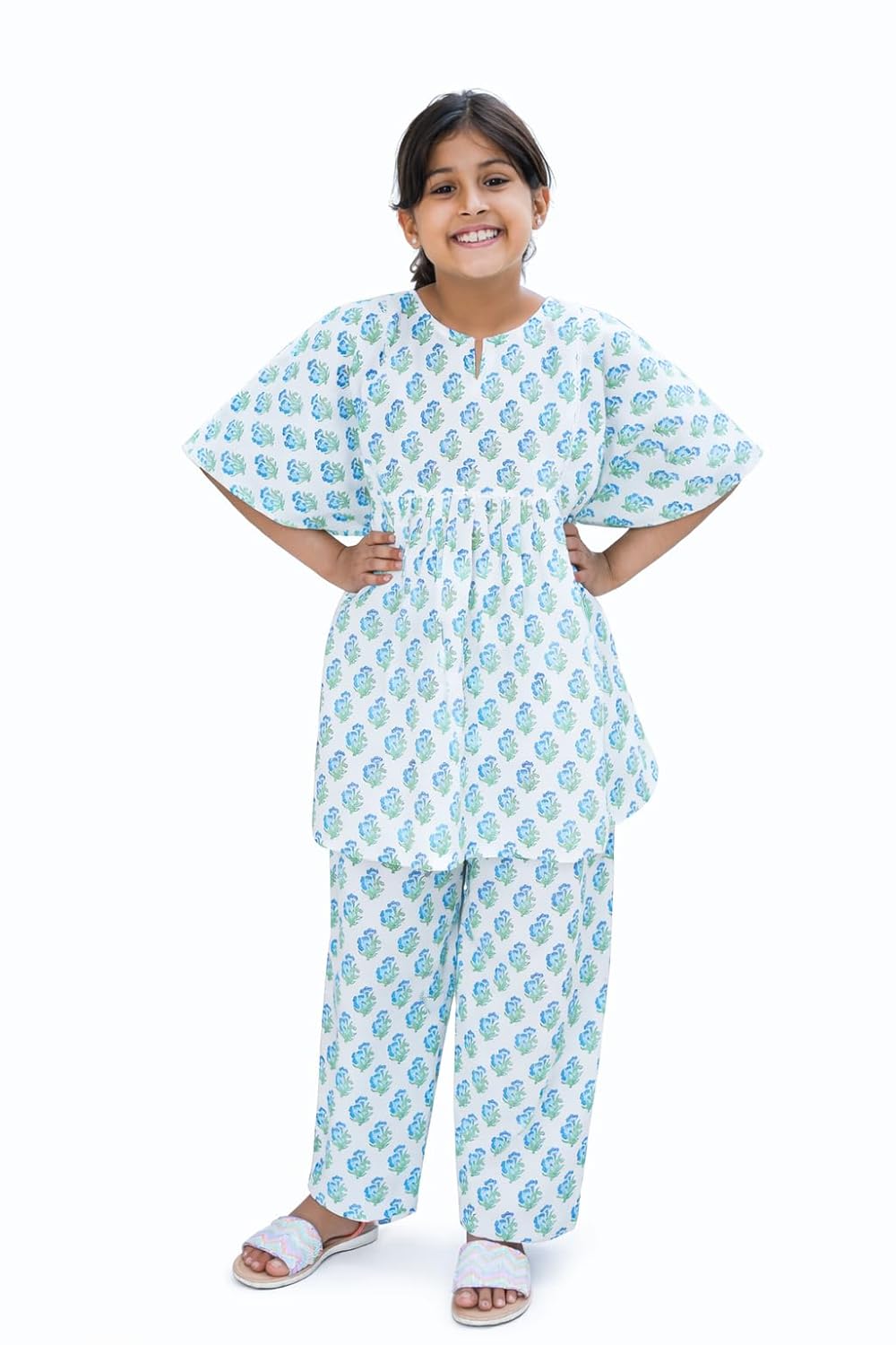 CHHEENT JUNIOR Blue Boota Kaftan Dress | 100% Cotton Printed Ethnic Dress for Kids & Girls | Kaftan Set | Comfortable, Rel... - Review, Price and Buying Guide
