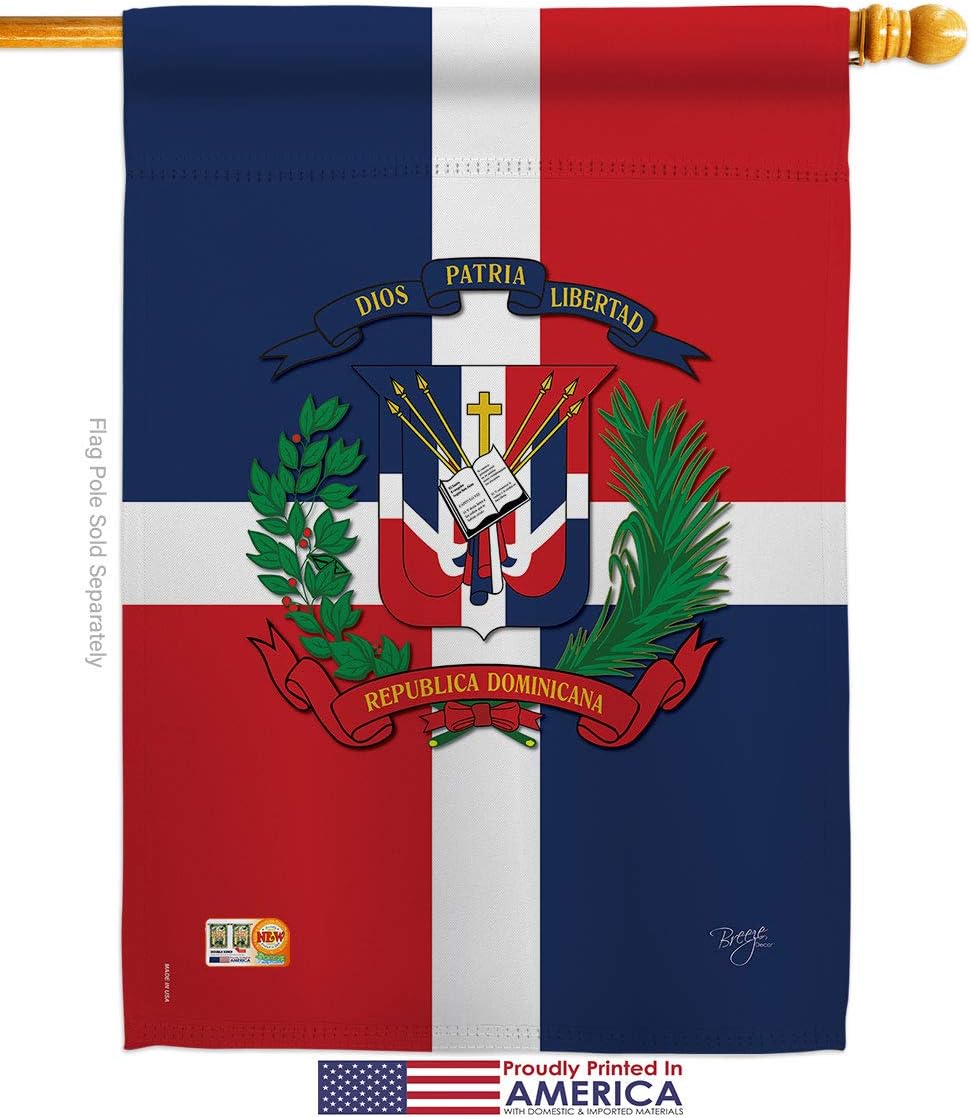 Dominican Republic House Flag Dowel Set Regional Nationality Nation International World Country Particular Area Small Decorative Gift Yard Banner Made In USA 28 X 40