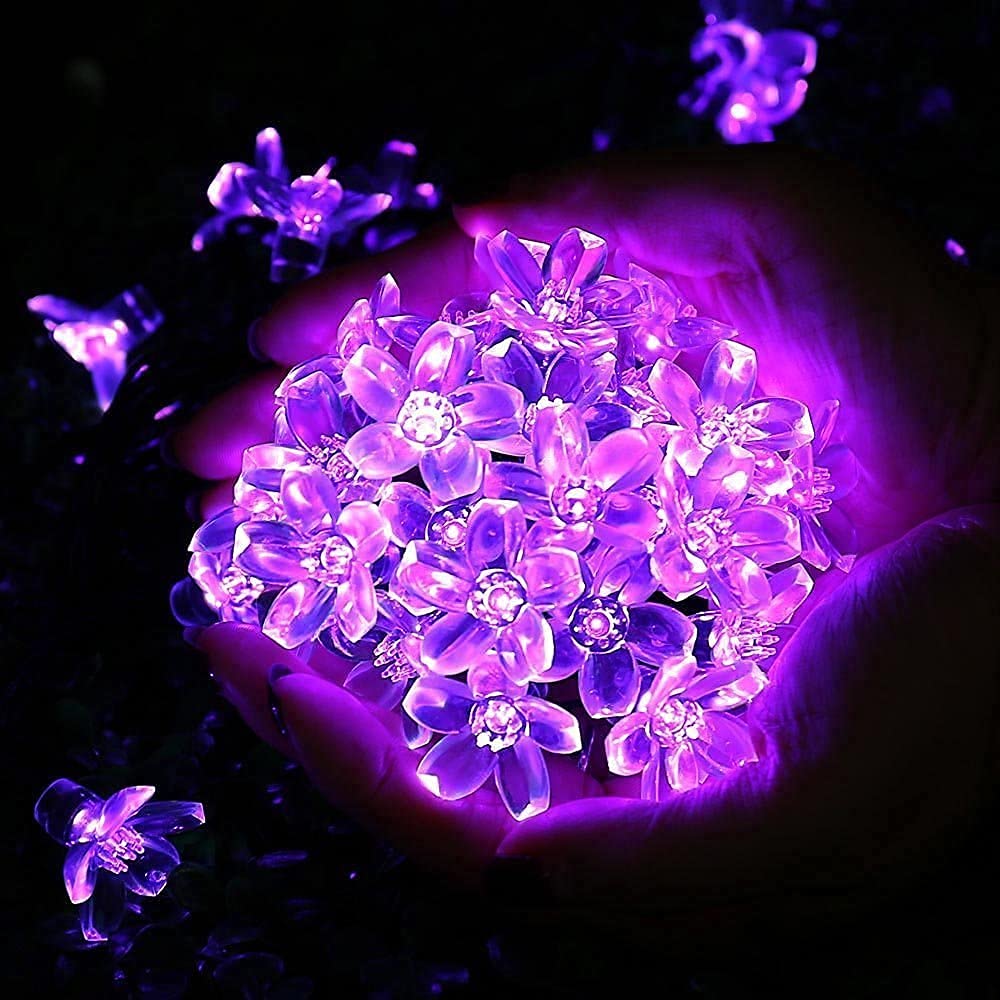16 led Silicone Blooming Flower Fairy String Lights, Series Lights (Purple, Corded Electric,)-image-17