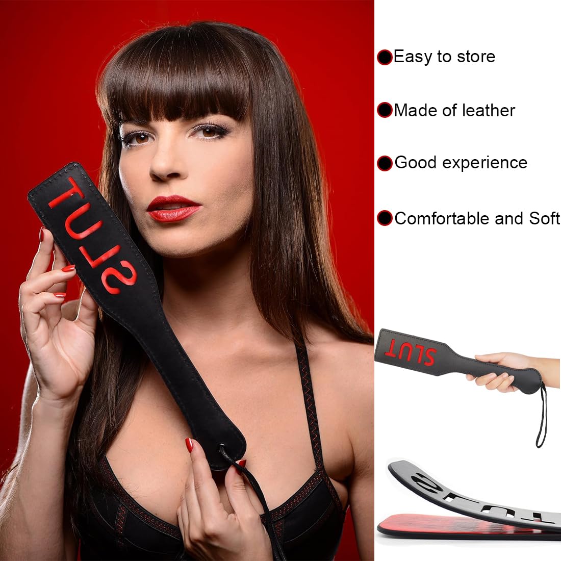 SM Paddle Flogger Juguetes Eróticos, Juego de Pareja con Raqueta de Cuero para Mejorar los Sentimientos, Pala de cuero SM, Diseño Elegante y Discreto, fácil de Usar, Ideal para Adultos