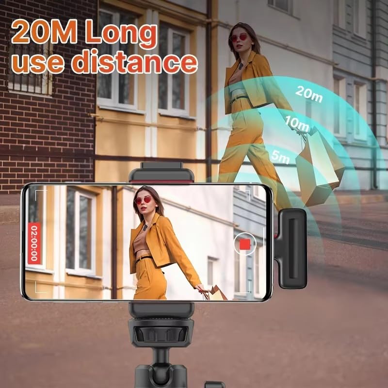 Image of GADGETSWEAR Q8 Dual Wireless Lavalier Microphone with LED Display Case, Noise Cancelling Lapel Microphone for YouTube, Vlogging, Recording, Plug & Play for iPhone, Android (J13 Mic)