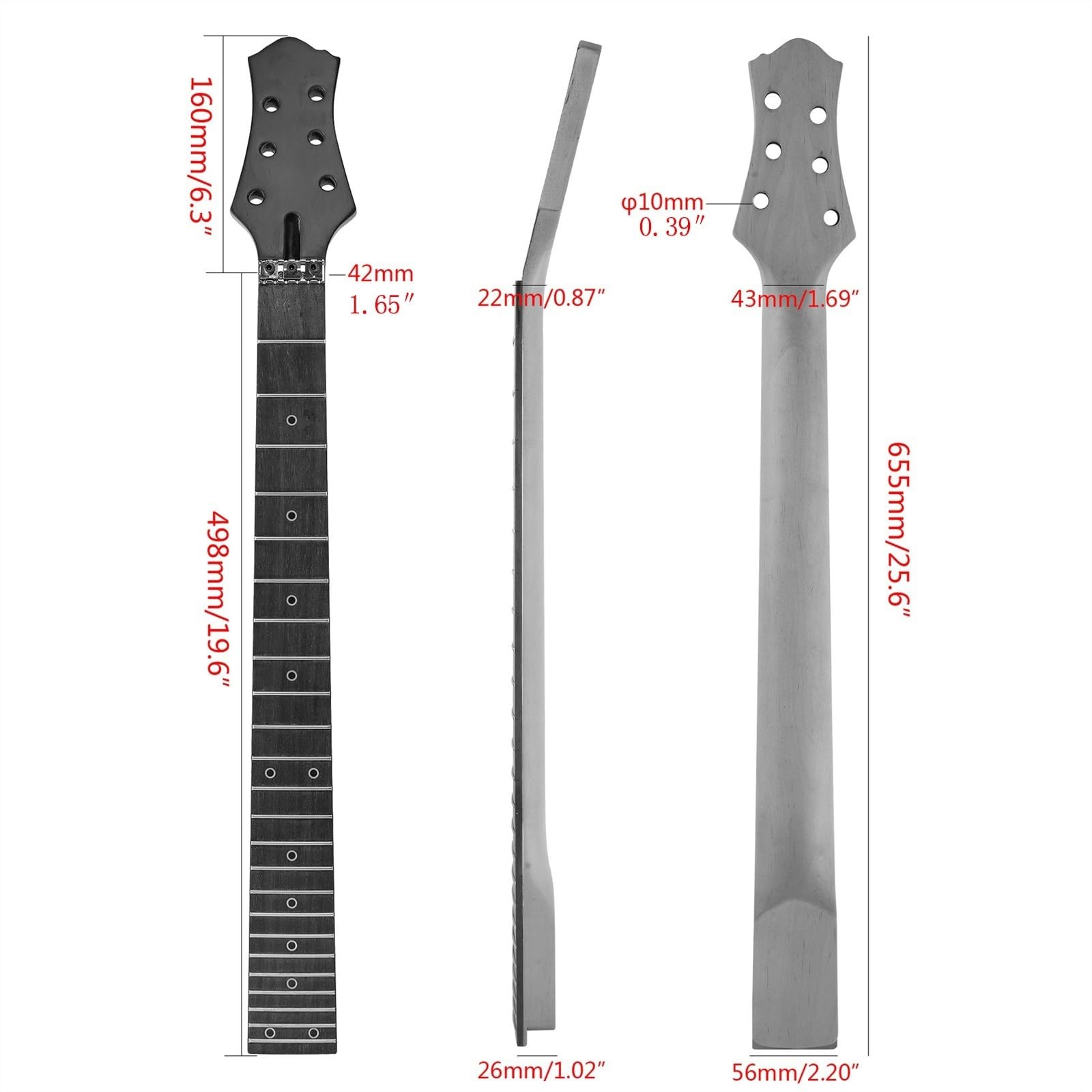 Gitara Szyja 24 Progi 25,6 Cala Klon Główka Wiosłowa Podstrunnica Szyja Gitarowa Wymiana Niedokończone Zamiennik Lp Szyja Do Gitary