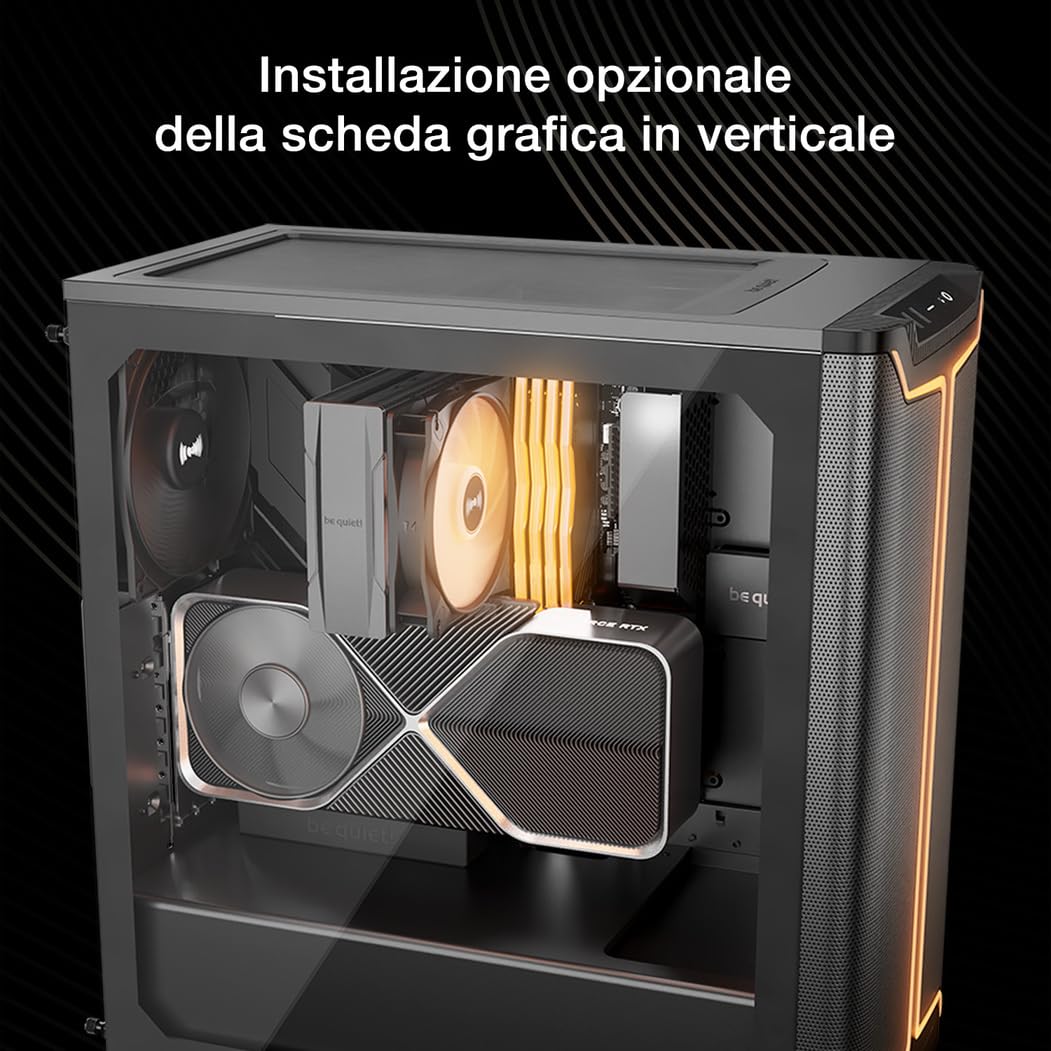 be quiet! Pure Base 501 DX Black case per PC, pannello frontale e superiore con elevato airflow, prestazioni elevate, 3 ventole Pure Wings 3 140mm PWM, straordinaria pressione statica, design dinamico