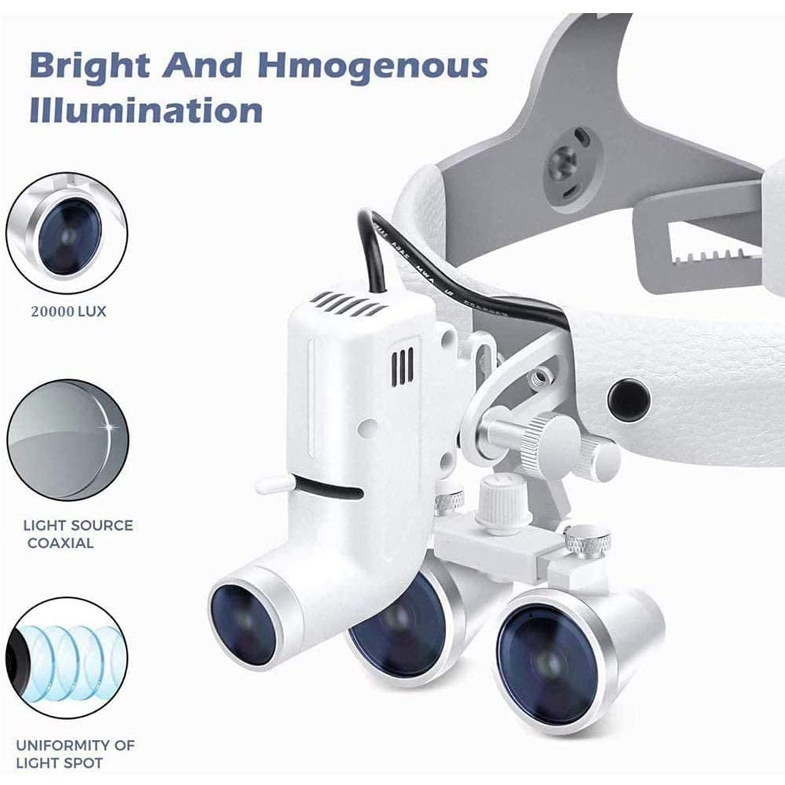 Lampada Frontale A LED 3.5xr Dentale, Lente d'Ingrandimento Binoculare per Chirurgia Odontoiatrica con Faretto, Lente d'Ingrandimento Dentale Binoculare per Esame Orl