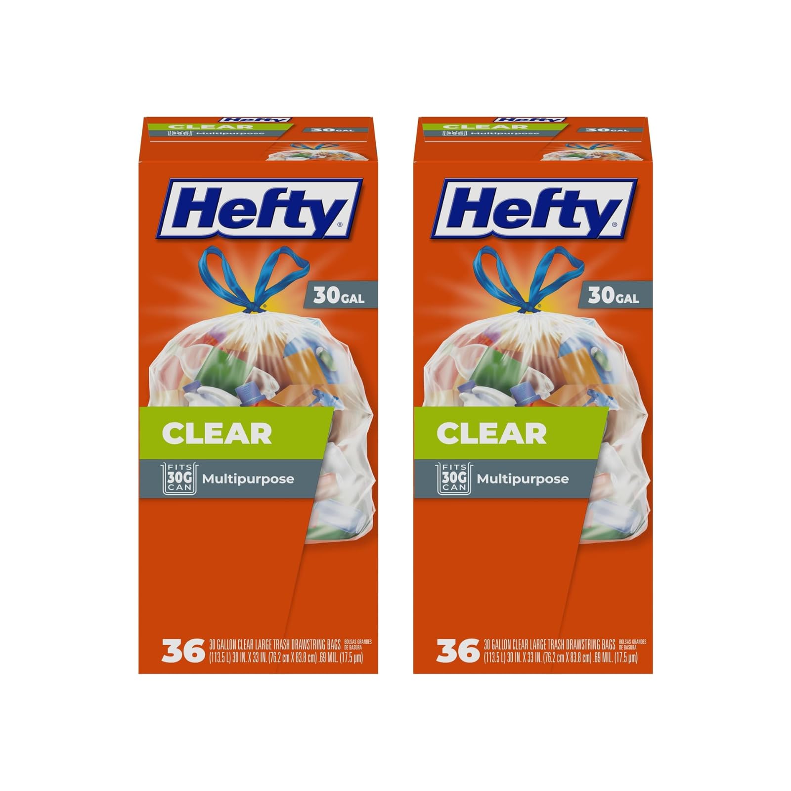 Hefty Recycling Trash Bags, 36 Count (Pack of 2)
