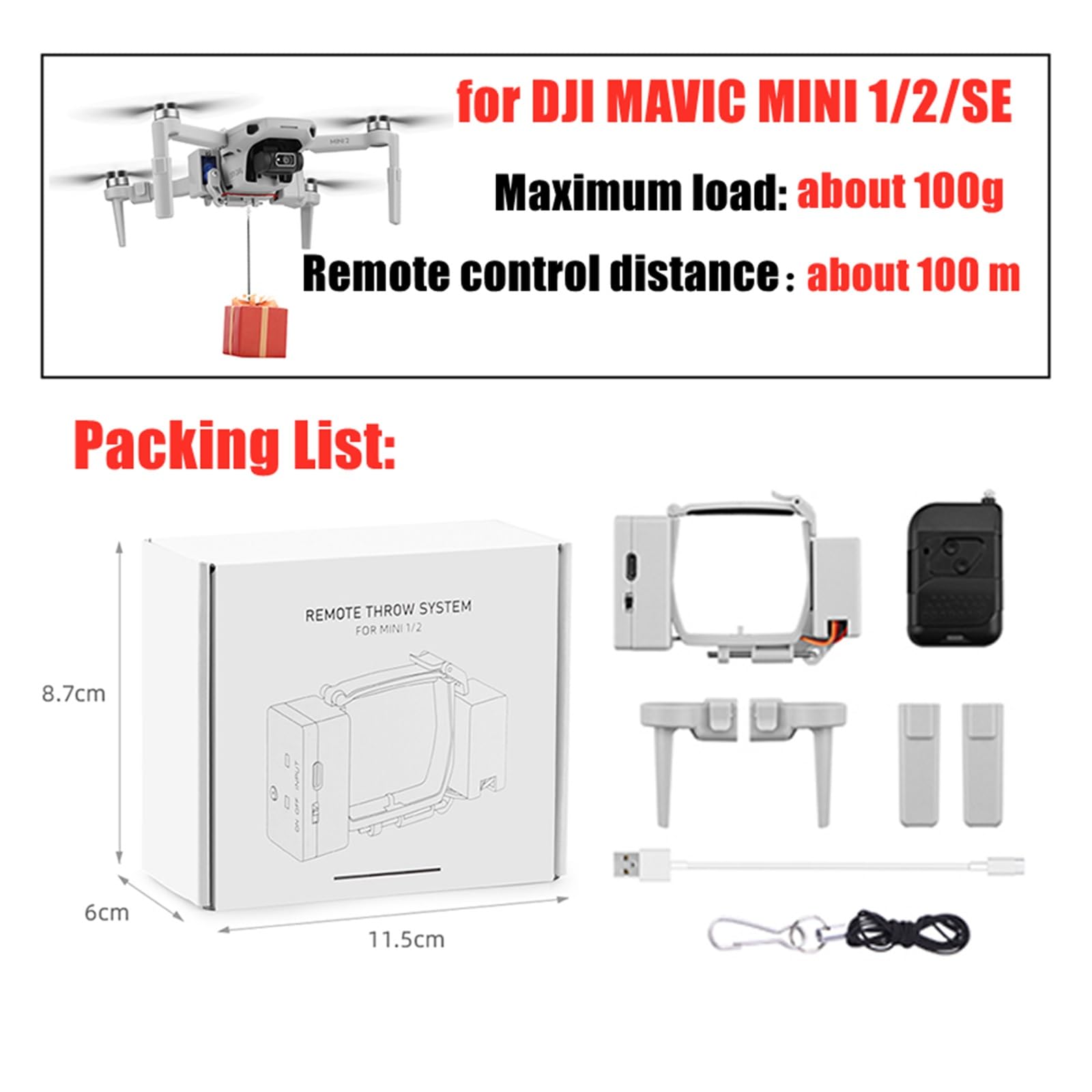 For DJI Mavic Mini 2/Mini 1/SE/MINI 3 PRO Drone Airdrop Air Drop System  Kastare Fiskebete Vigselring Present Kast Leverera (Color : For DJI mini 1  2 SE) : Amazon.se: Elektronik