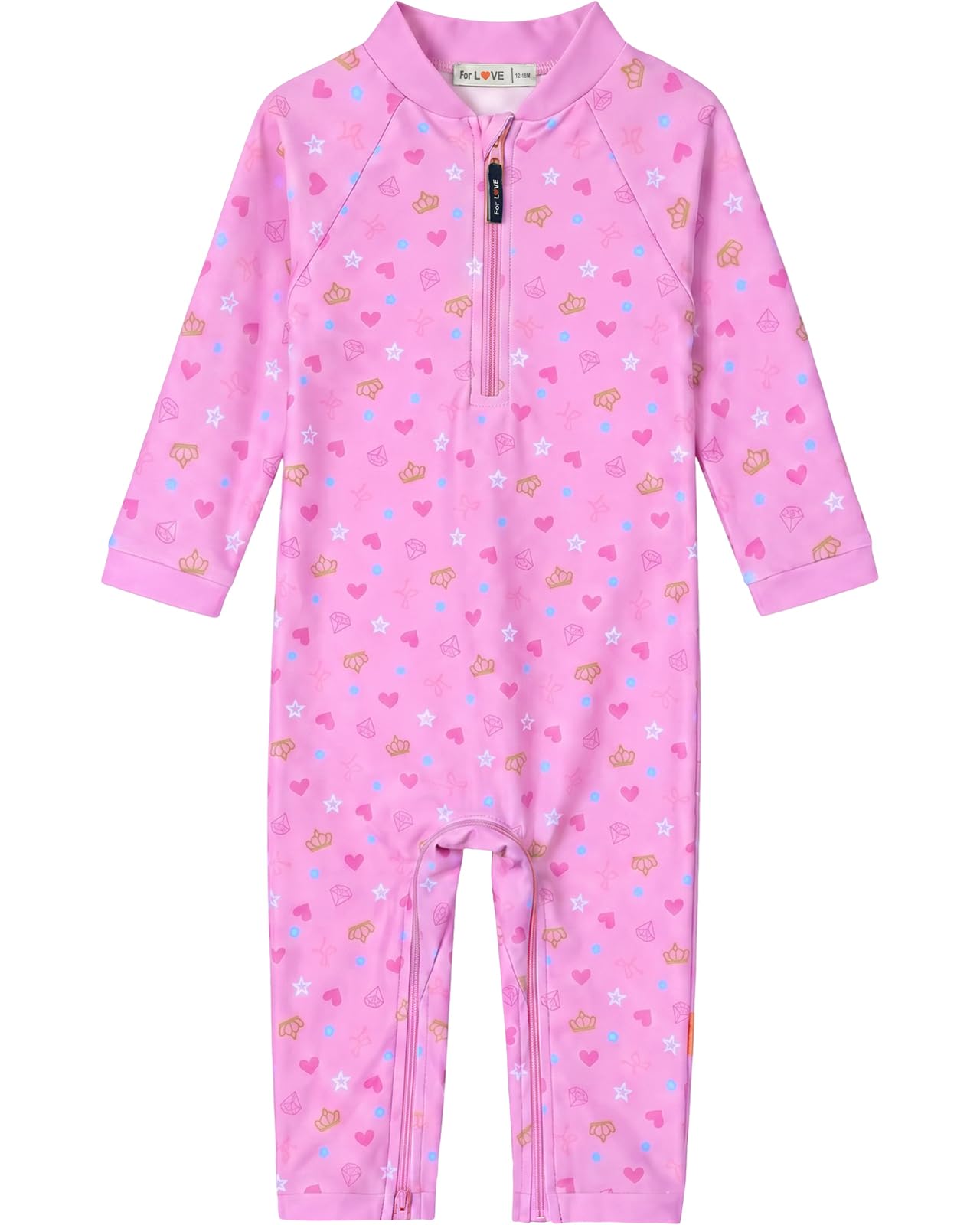 weVSwe Baby Toddler Girl Star UPF 50+ Protection Swimsuits Cute Crown Bathing Suit Crotch Zipper for Easy Diaper Changes 3T