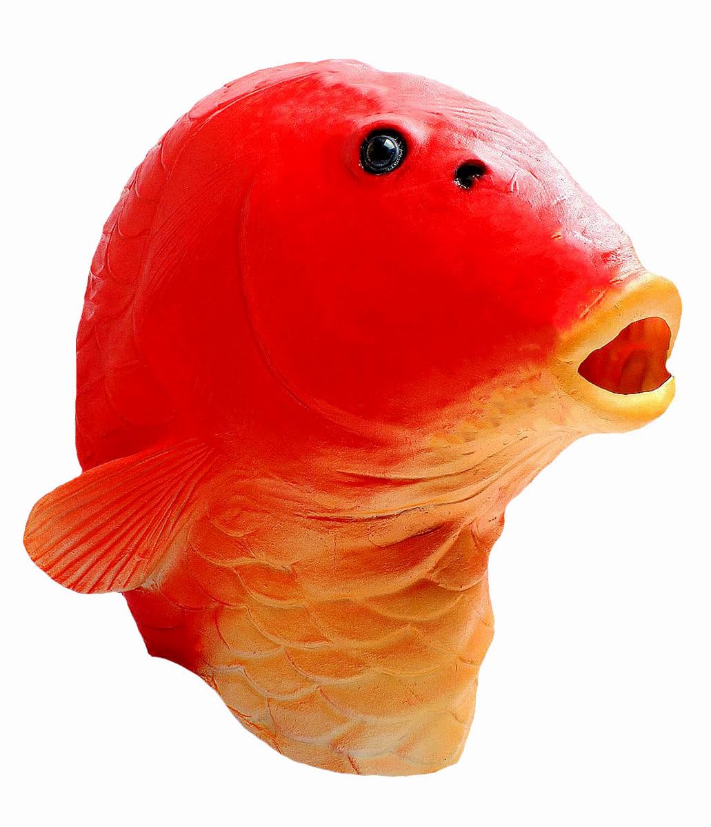 RAPGET Goldfish Red Fish mask Novelty Halloween Costume Party Latex Animal Mask Full Head for Adults