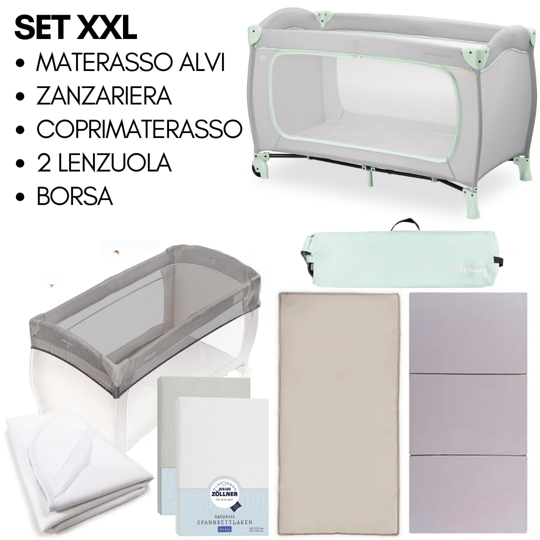 hauck Lettino Neonato Da Viaggio Sleep N Play Go Plus - Set XXL Con Materasso, Lenzuolo, Zanzariera e Coprimaterasso - Culla Da Campeggio Pieghevole -