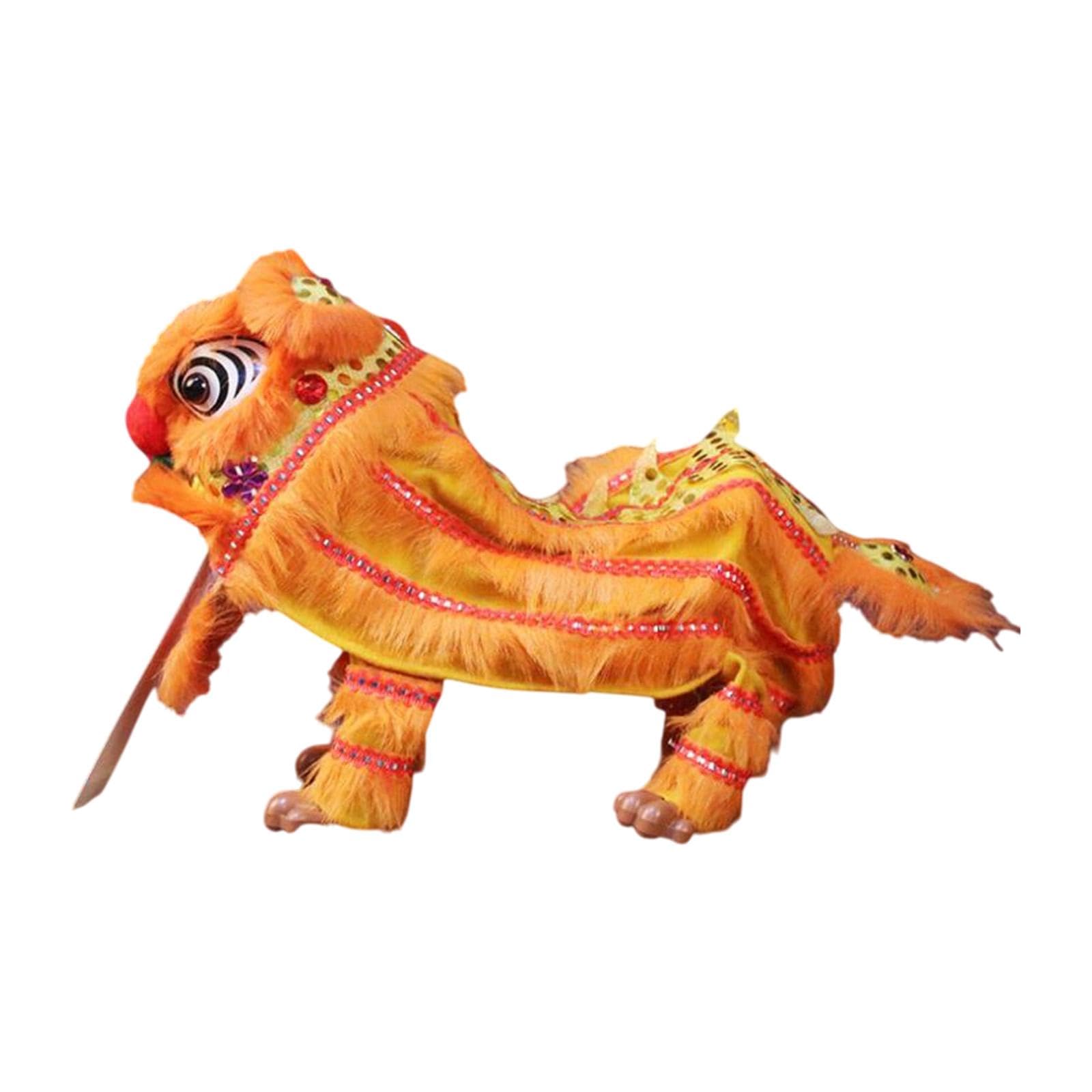 Juguete de león de marioneta China, artesanía de Marionetas de Danza del león con Cuerda de Mano, Regalo de año Nuevo Chino, Amarillo