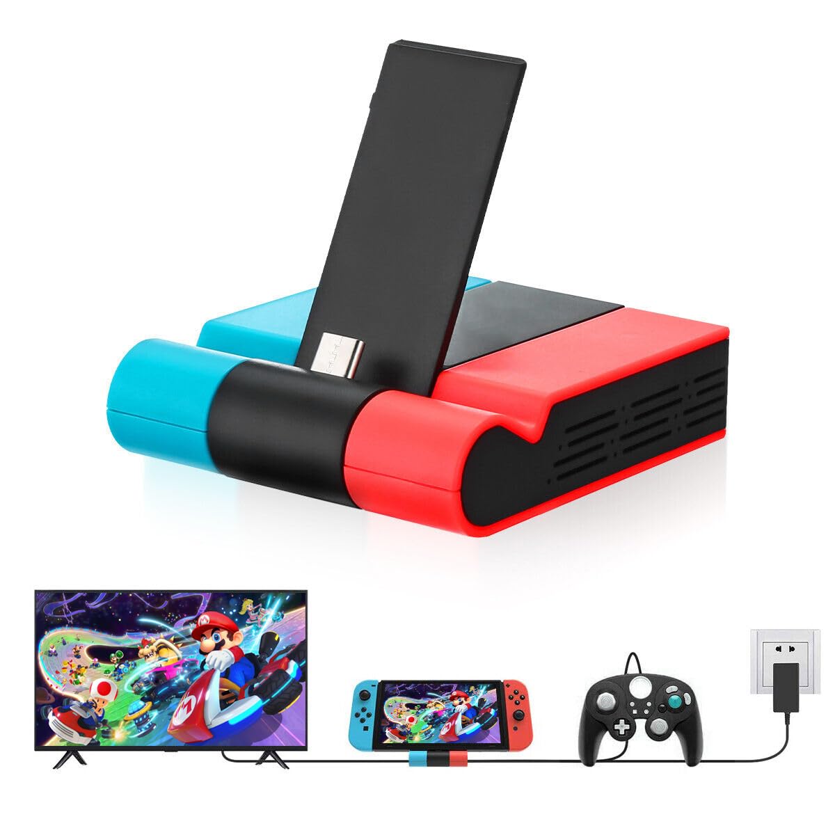Switch OLED Station d'accueil Portable Chargeur de Remplacement Adaptateur TV HDMI 4K avec Port USB 3.0 supplémentaire Compatible avec Les modèles Officiels N intendo Switch/Switch OLED