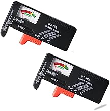 Battery Tester, Battery Tester, Battery Level Measurement, Compatible with 9V Alkaline Batteries, 1.5V/LR Button, Battery Checker (2 Pieces)