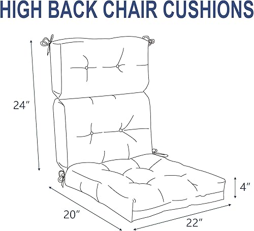 Miniatura 2 de Cojines para sillas de respaldo alto para exteriores, resistentes al agua, para sillas mecedoras, paquete de 2, cojines Adirondack para patio,
