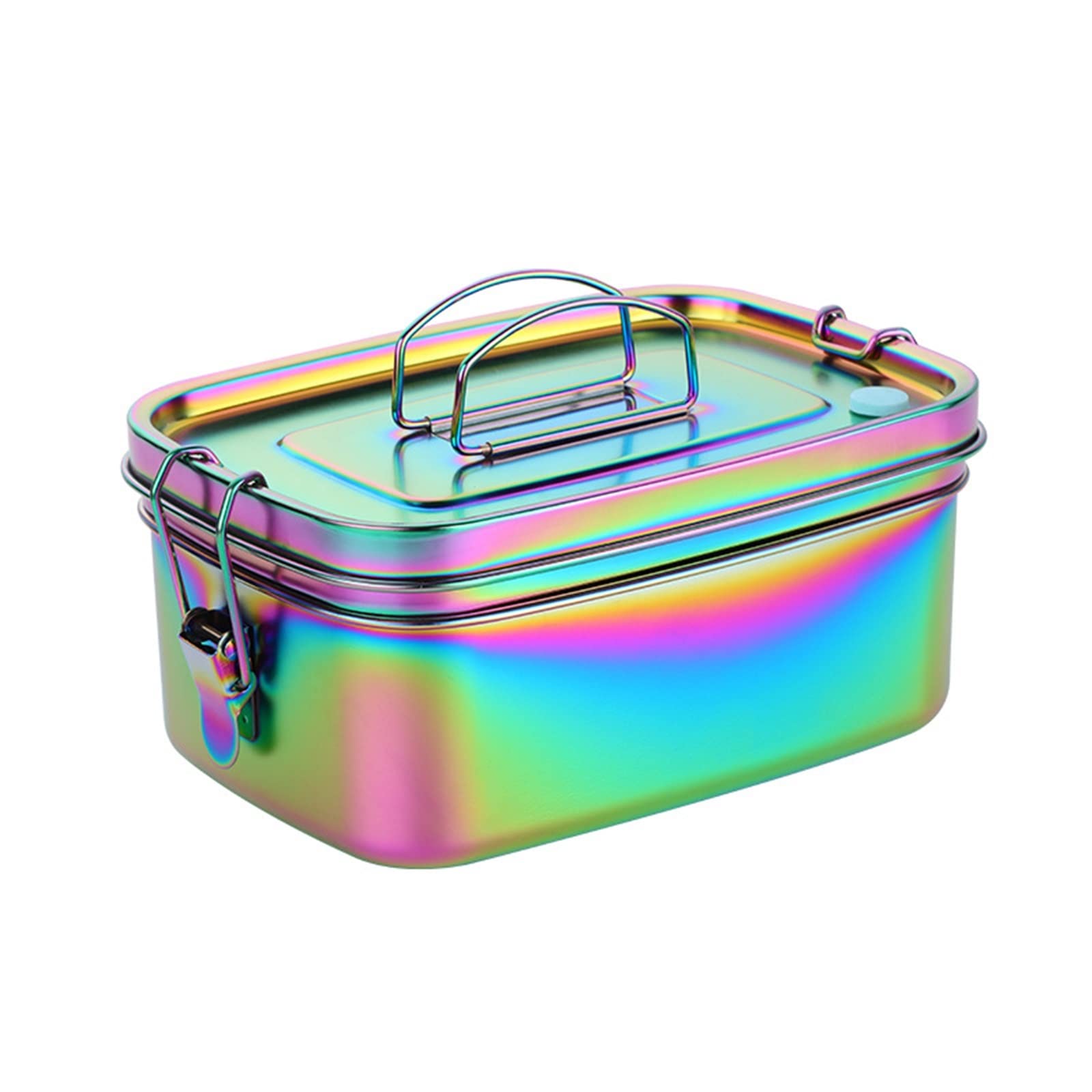 Contenitore per il pranzo in acciaio inox, contenitore per alimenti bento a doppio strato, contenitore per snack, scatola in metallo caldo, inventario per la tavola (multicolore)