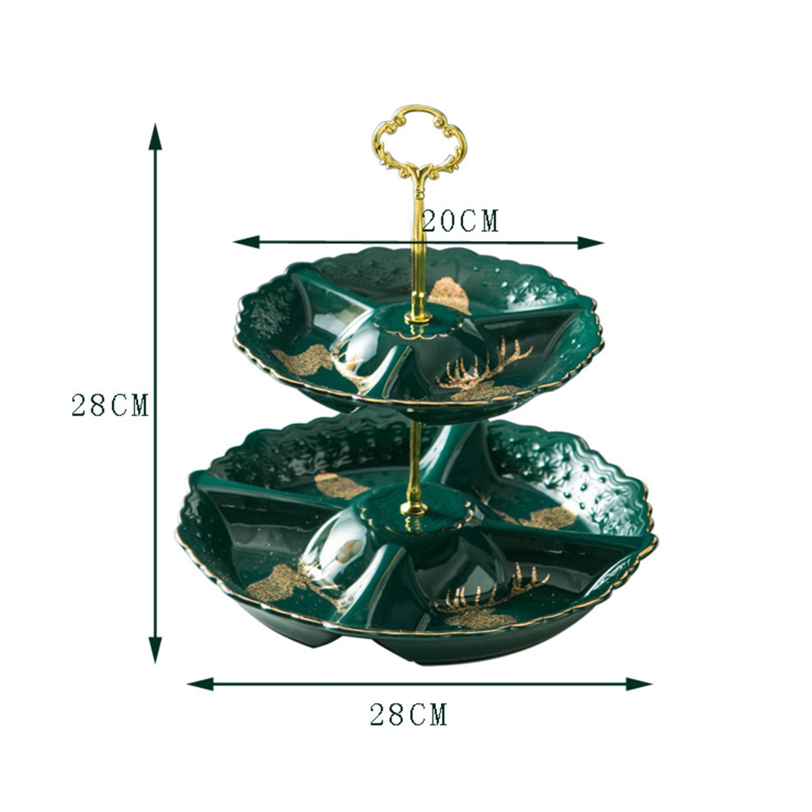 Celdas De 2 Niveles Celdas De Porcelana Soporte De Cupcake Siring Serving, Bandeja De Dulces De Fruta Seca Elegante En Relieve, Reposicionamiento De Pastelería para Blue