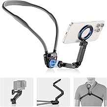 JJC Magnetic Neck Mount for Phone & Action Camera, POV Neck Holder for iPhone Android Phones Gopro Insta360 with Quick Release & Angles Adjustment for Content Creating Cooking Video Filming