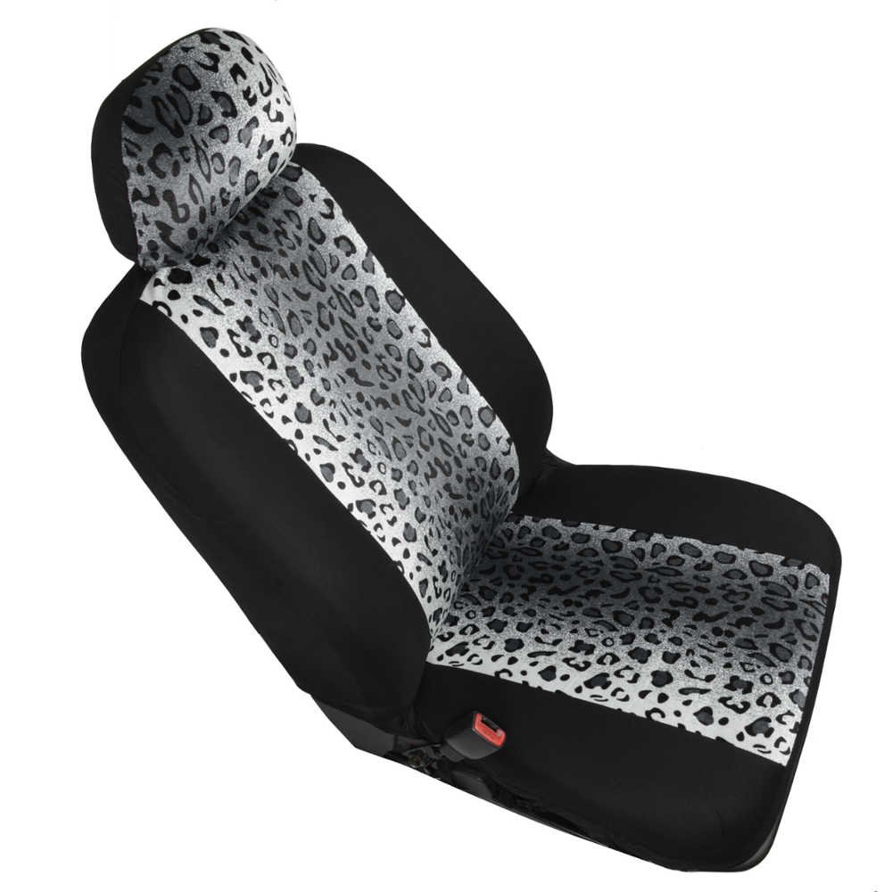 carXS Leopard Print Car Seat Covers Full Set Includes Matching Seat Belt Pads and Steering Wheel Cover Two-Tone — view 7