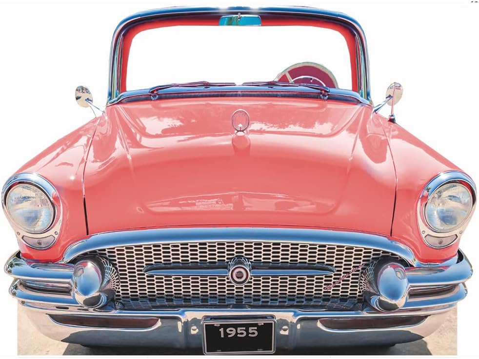 Classic 1955 Pink Car Coupe Stand-in Cardboard Cutout – Life-Size Freestanding Display with Easel Back