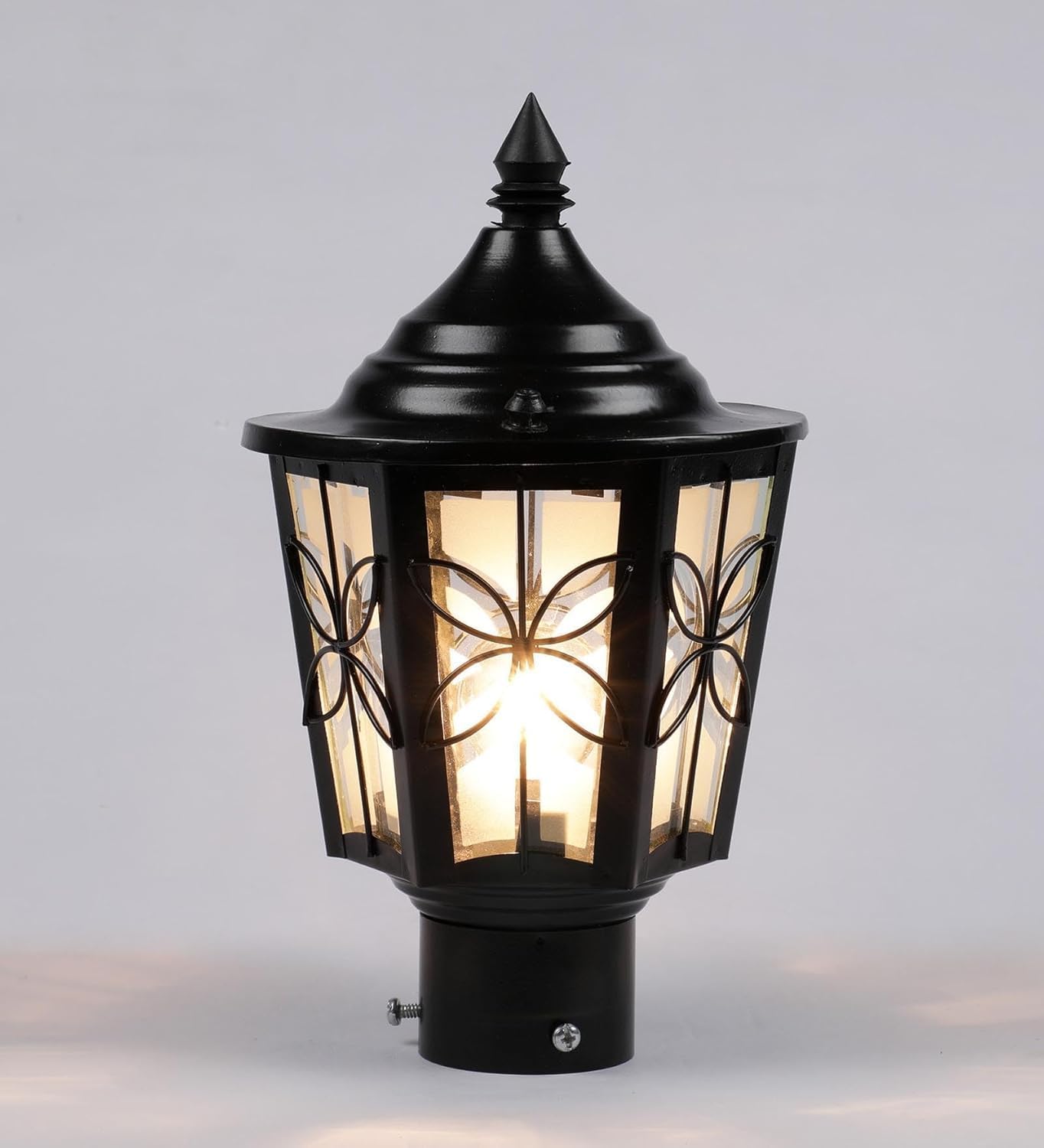 SWIATLO Elegant Outdoor Pillar Lamp for Gate & Garden | Black Post Light with Leaf Pattern Design for Garden & Pathway | Waterproof Pillar Lights for Outdoor for Boundaries (Pack of 1,Without Bulb)-image-26
