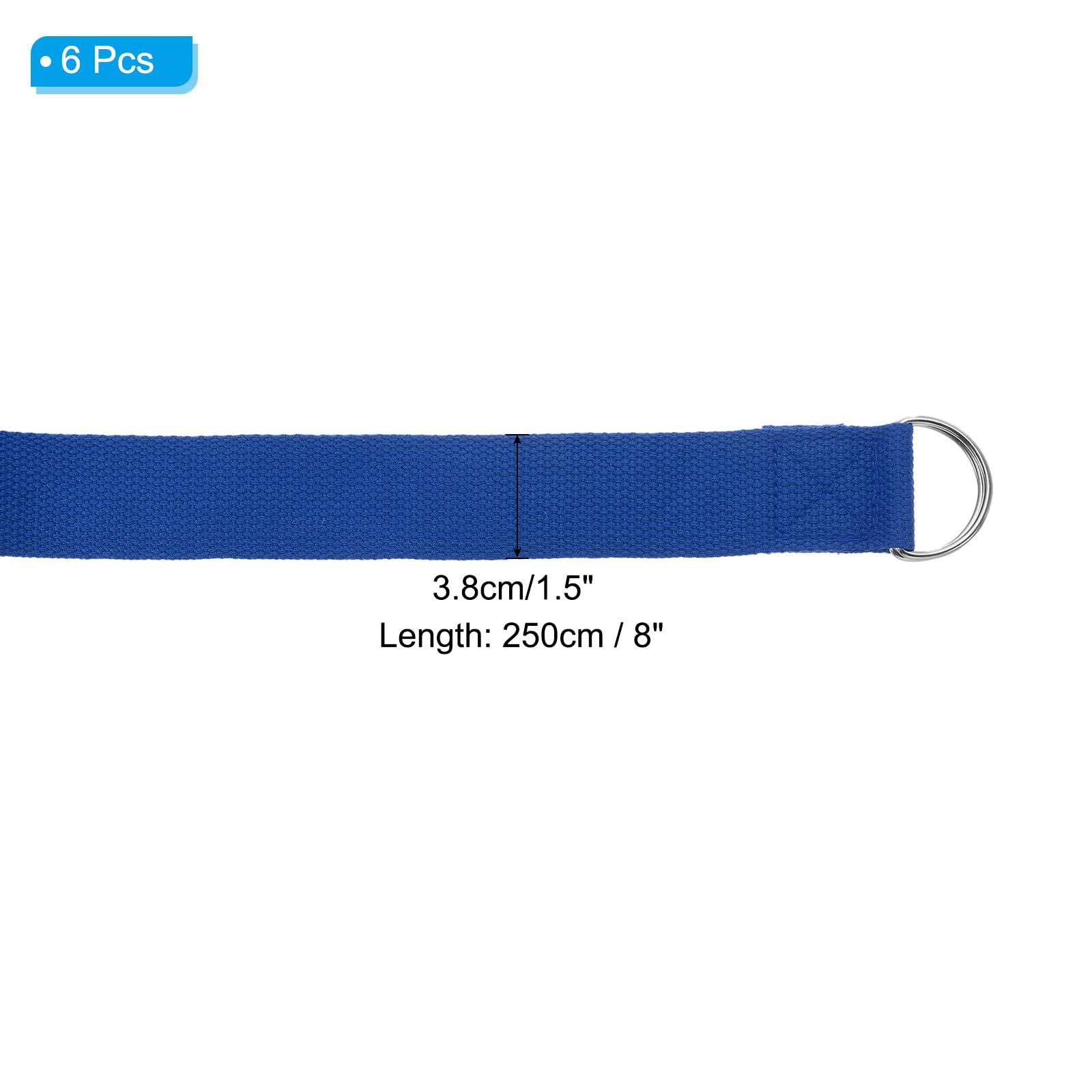 PATIKIL Fascia Per Yoga Per Stretching 8 Piedi 6Pcs Cintura Yoga In Cotone Con Fibbia Ad Anello A D In Metallo Regolabile Bande Elastiche Per Fitness Pilates Blu Navy