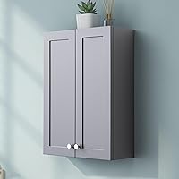 Vista 14 de Armario de pared de baño negro de 23 x 29 pulgadas, botiquín de madera con 2 puertas y estante ajustable, armario montado en la pared sobre inodoro