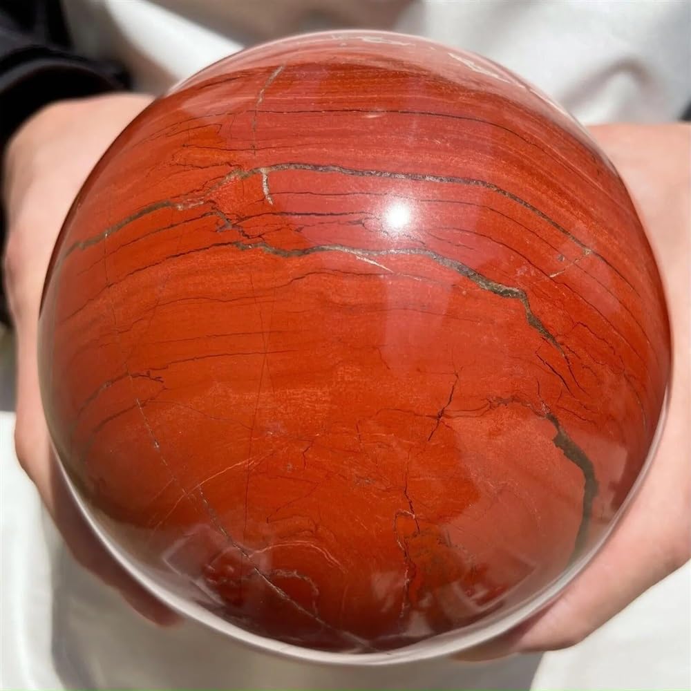 DPURPIWADY Stone Red Jasper Crystal Ball Sphere Quartz Home Decor(1300-1500g)