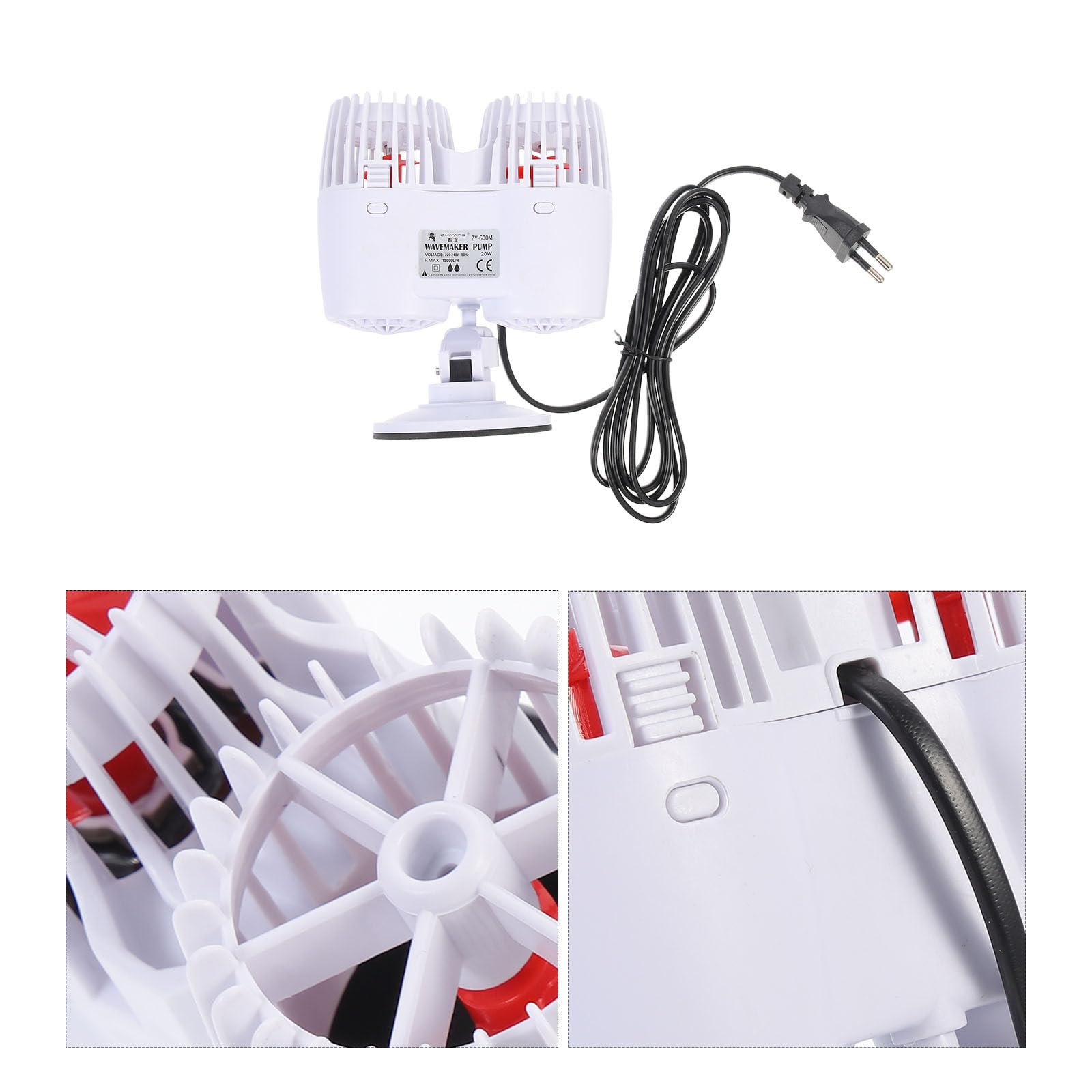 Aquarium Wellenpumpe Kunststoff Leise Aquarien Reinigungspumpe mit Dichtem Filter Propellerdesign 15000l/h Durchfluss für Fischbecken und Fische